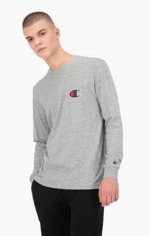 Champion C Long Sleeve Jersey Top Férfi Póló Világos Szürke | 8075-FRGBT