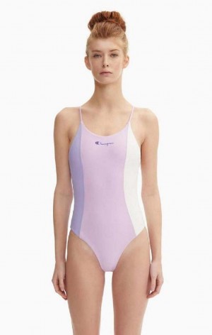 Champion Colour Block Cross Back Swimsuit Női Fürdőruha Kék | 5731-FOBZQ