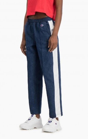 Champion Denim Stripe Flared Pálya Pants Női Jogger Nadrág Türkiz Kék | 6973-NTBGV