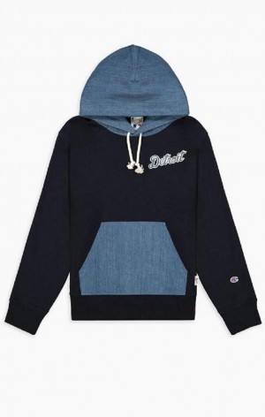 Champion Detroit MLB Denim + Reverse Weave Hoodie Férfi Kapucnis Pulóver Sötétkék | 4106-MPLHA