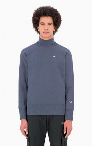 Champion Double Layer Reverse Weave Sweatshirt Férfi Pulóverek Sötéttürkiz | 7394-NAFCW