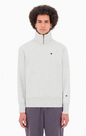 Champion Double Layer Reverse Weave Sweatshirt Férfi Pulóverek Világos Szürke | 9386-GZJKU