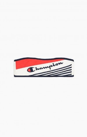 Champion Grafika Stripe Logo Bandeau Bikini Top Női Fürdőruha Fehér | 9386-AORXH