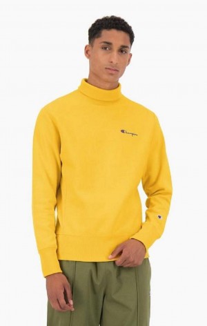 Champion High Neck Reverse Weave Sweatshirt Férfi Pulóverek Arany | 2143-LSJPK