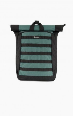 Champion Jacquard Logo Ripstop Coated Backpack Férfi Táskák Zöld | 1847-EBDJA