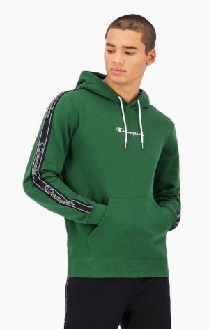 Champion Jacquard Logo Tape Hoodie Férfi Kapucnis Pulóver Világos Zöld | 7054-AZNPK