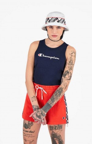 Champion Jacquard Logo Tape Tank Top Női Póló Sötéttürkiz | 7213-XFWLM