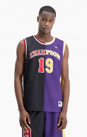 Champion NBMIX Patchwork 'Champion 19' Basketball Férfi Póló Fekete Lila | 2958-ETDBG