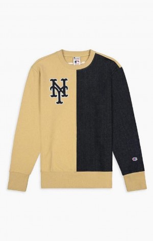 Champion New York MLB Sweatshirt Férfi Pulóverek Bézs | 4257-TKFZG