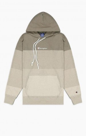 Champion Ombré Panelled Pamut Jersey Hoodie Férfi Kapucnis Pulóver Zöld | 0549-SXCOW