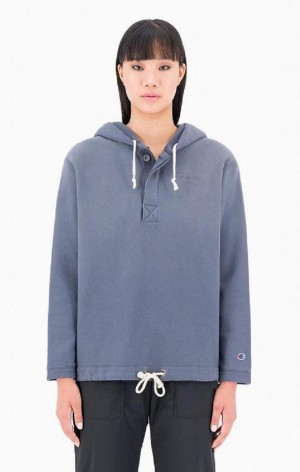 Champion Ombré Wash Drawstring Derekú Hoodie Női Kapucnis Pulóver Sötéttürkiz | 5087-DPZYK