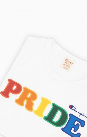 Champion PRIDE C Logo Crew Neck T-Shirt Női Póló Fehér | 8064-MXITY