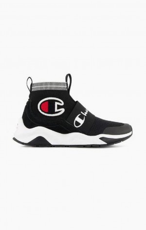 Champion Rally C Logo Sock Runner Trainers Férfi Edzőcipő Fekete | 7841-AXPDY