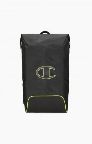 Champion Roll Top Neon Outline C Logo Backpack Férfi Táskák Fekete | 7546-MKGSN