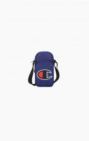 Champion Satin C Logo Patch Double Pántos Crossbody Bag Női Táskák Kék | 6783-OADEX