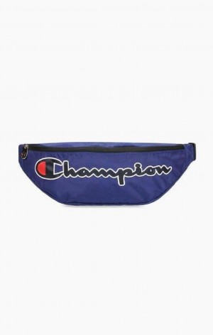 Champion Satin Script Logo Patch Belt Bag Női Táskák Kék | 7659-AZOYU