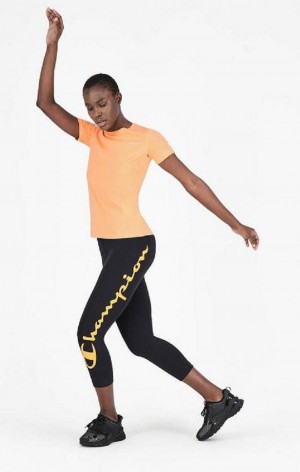 Champion Script Logo 7/8 Leggings Női Jogger Nadrág Fekete | 4651-DAFCY