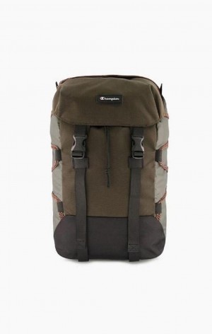 Champion Script Logo Neoprene Explorer Backpack Női Táskák Zöld | 4038-HDUBT