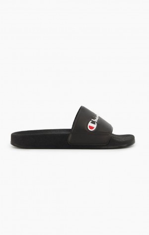 Champion Script Logo Pool Slides Női Papucs Fekete | 7480-CLBKH