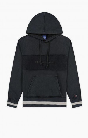 Champion Script Logo Reverse Weave Hoodie Férfi Kapucnis Pulóver Fekete | 6485-SCEGI