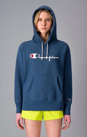 Champion Script Logo Reverse Weave Hoodie Női Kapucnis Pulóver Türkiz | 4081-GHQXI