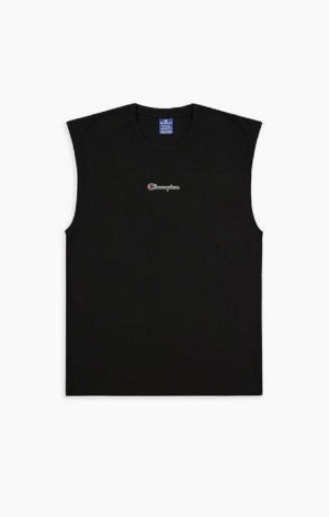 Champion Script Logo Top Férfi Póló Fekete | 7068-FVXAE