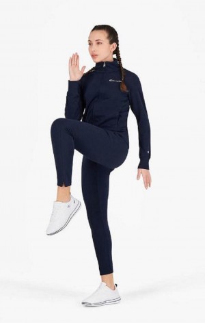 Champion Script Logo Waistband Front Seam Leggings Női Jogger Nadrág Sötétkék | 6750-XVMLJ