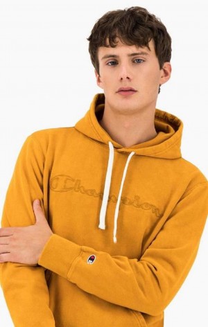 Champion Script Logo Washed Reverse Weave Hoodie Férfi Kapucnis Pulóver Narancssárga | 3789-HAGOL