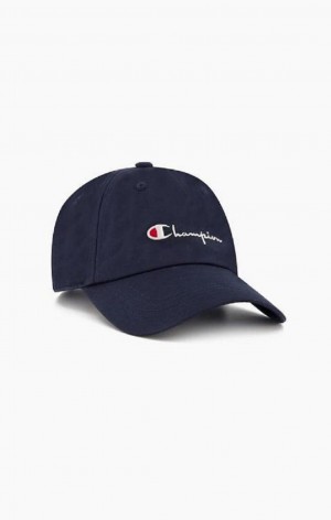 Champion Script Logo Woven Baseball Cap Férfi Kalap Fekete | 7069-LHQMV