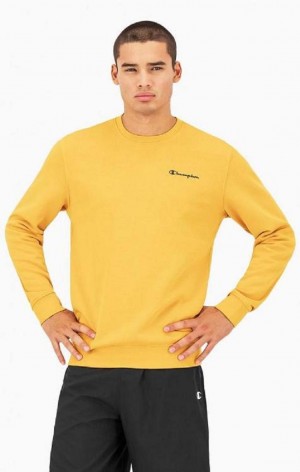 Champion Small Script Logo Sweatshirt Férfi Pulóverek Narancssárga | 4691-VJNRA