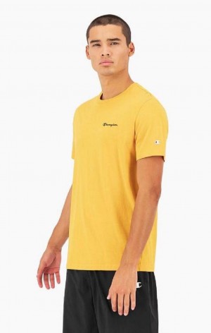 Champion Small Script Logo T-Shirt Férfi Póló Narancssárga | 5742-XGLOY