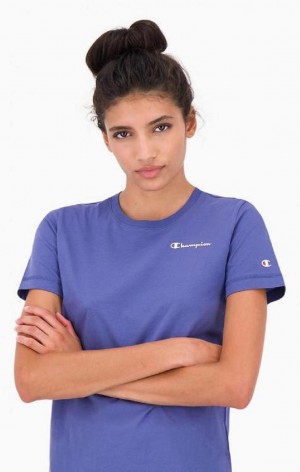 Champion Small Script Logo T-Shirt Női Póló Türkiz Kék | 1590-IHJOC