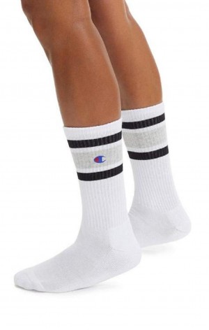 Champion Stripe Bordázott Crew Socks Női Zokni Fehér | 7692-CJMEY