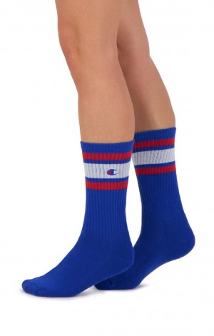 Champion Stripe Bordázott Crew Socks Női Zokni Kék | 9503-FICUS