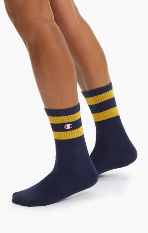 Champion Tube Stripe Crew Socks Férfi Zokni Sötétkék | 1562-LMPJE