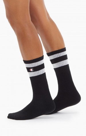 Champion Tube Stripe Crew Socks Férfi Zokni Fekete | 3561-XTZCV