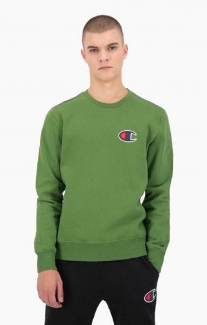 Champion Velúr C Logo Pamut Terry Sweatshirt Férfi Pulóverek Zöld | 5638-IVCLU