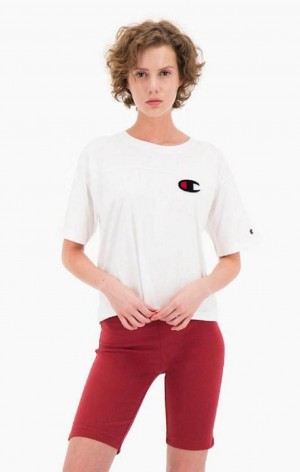 Champion Velvet C Logo T-Shirt Női Póló Fehér | 8614-WFTAZ