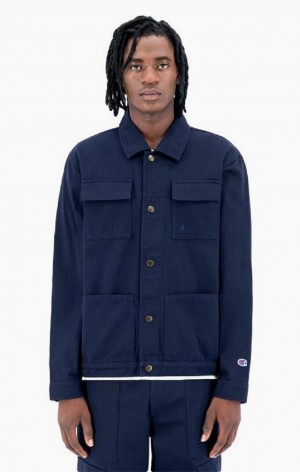 Champion Woven Utility Jacket Férfi Kabát Sötétkék | 3481-IHBVS