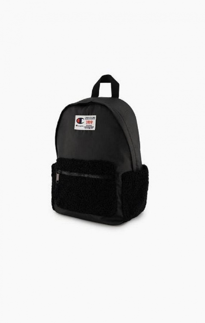 Champion 1919 Logo Teddy Backpack Férfi Táskák Fekete | 6912-WRFJU