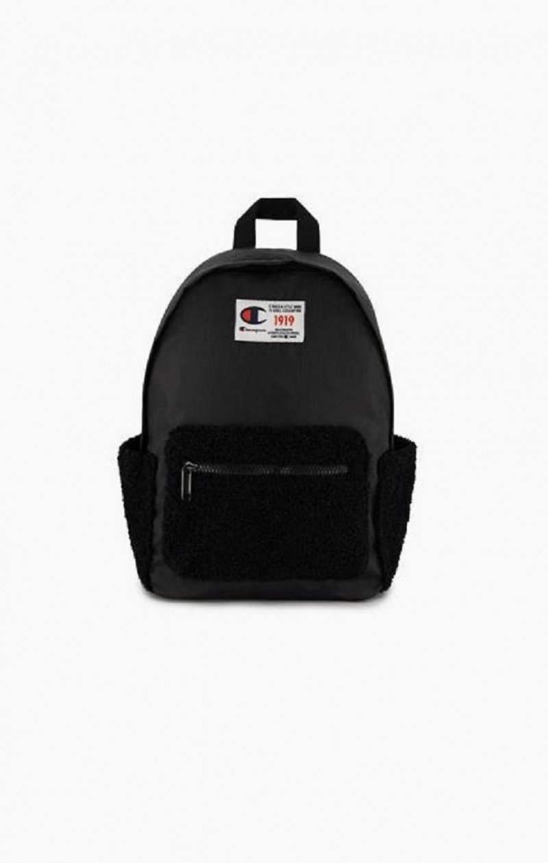 Champion 1919 Logo Teddy Backpack Férfi Táskák Fekete | 6912-WRFJU