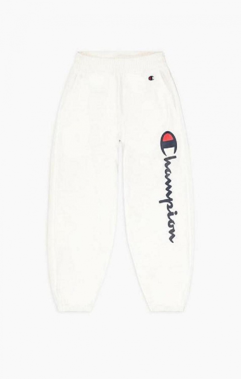 Champion All-over Script Logo Print Pálya Pants Női Jogger Nadrág Fehér | 6085-NJQEU