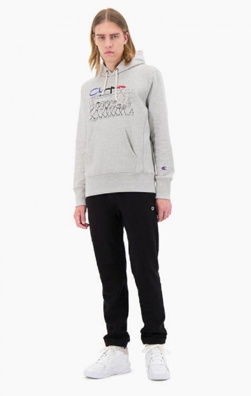 Champion Archive Centenary Print Reverse Weave Hoodie Férfi Kapucnis Pulóver Világos Szürke | 7830-GRKTW