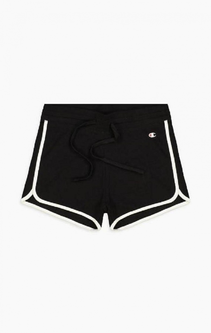 Champion Bordázott Runner Shorts Női Rövidnadrág Fekete | 0983-AVDTQ