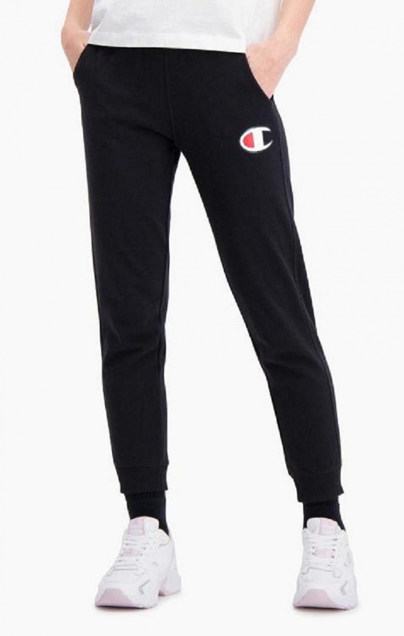 Champion C Logo Bordázott Cuffed Joggers Női Jogger Nadrág Fekete | 2341-XROCF