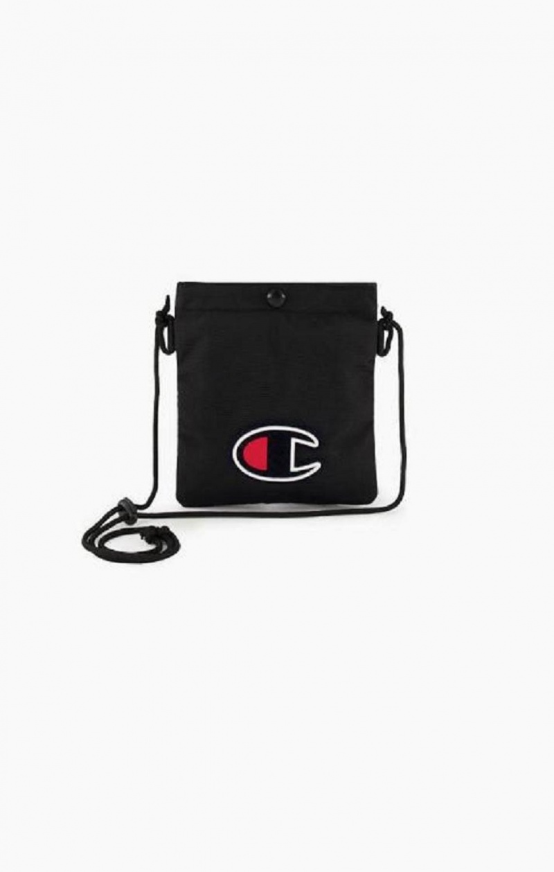 Champion C Logo Coated Shoulder Bag Férfi Táskák Fekete | 1603-LJWOX