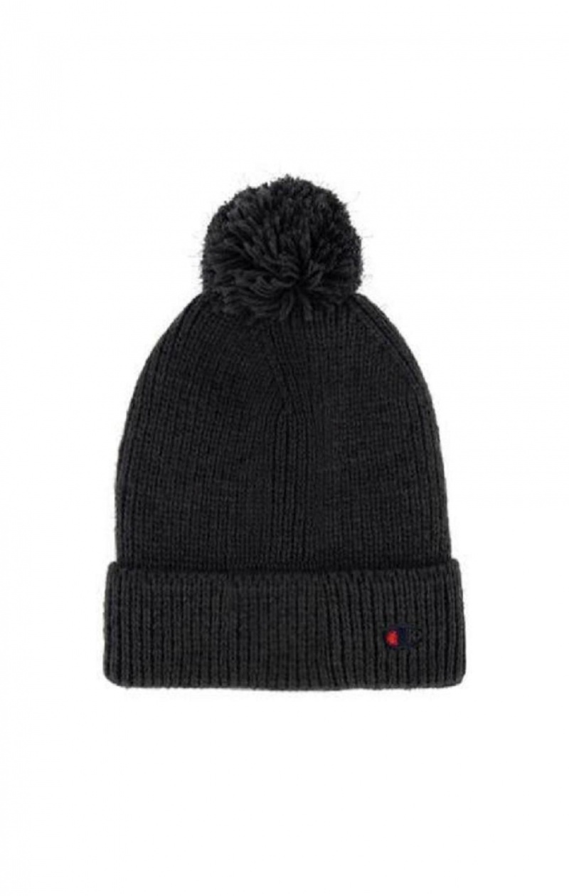 Champion C Logo Marl Bobble Beanie Hat Női Kalap Fekete | 1765-DPJOV