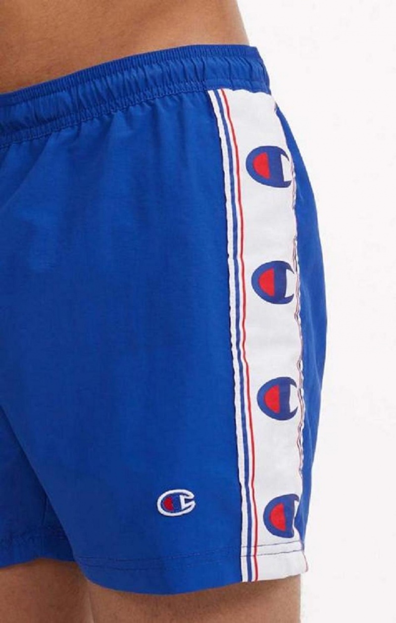 Champion C Logo Print Panel Swim Shorts Férfi Fürdőruha Kék | 3720-BPAOR