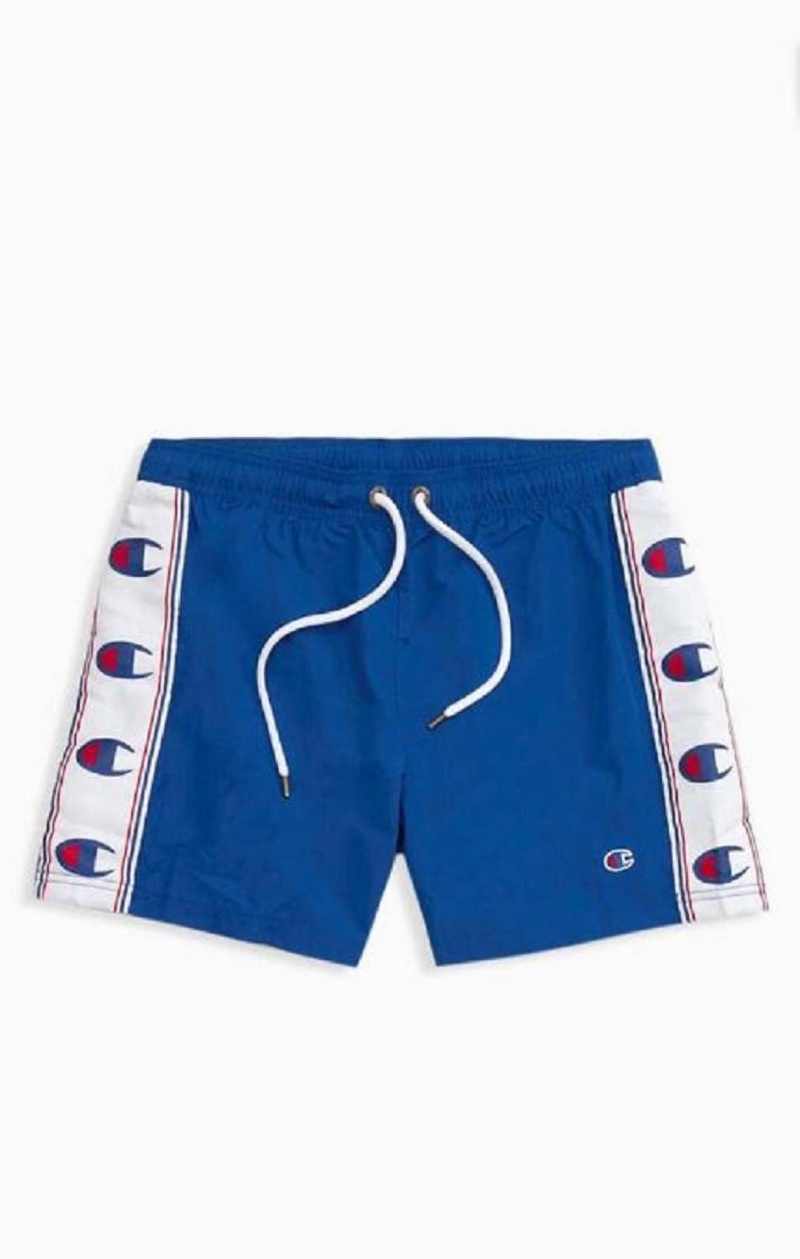 Champion C Logo Print Panel Swim Shorts Férfi Fürdőruha Kék | 3720-BPAOR