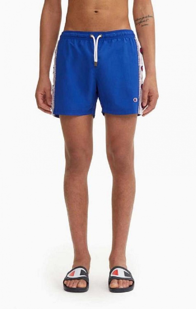 Champion C Logo Print Panel Swim Shorts Férfi Fürdőruha Kék | 3720-BPAOR